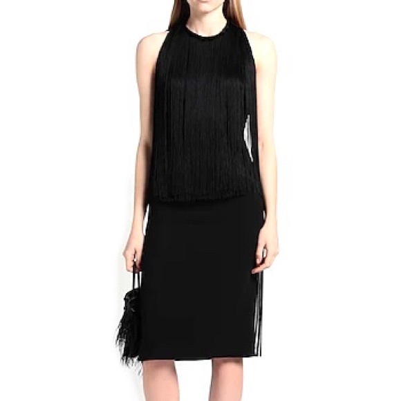 STELLA MCCARTNEY BLACK SLEEVELESS FRINGE DRESS - Picture 1 of 9